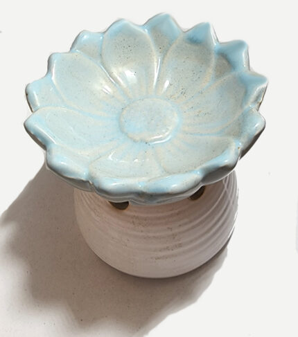 White W/ Light Blue Florwer On Top