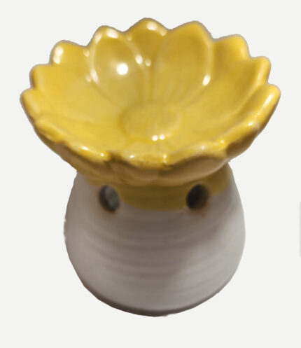 White W/ Yellow Flower On Top